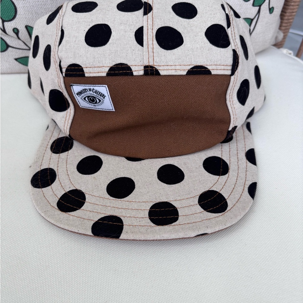 Polka Dot Cap with Brown Accent